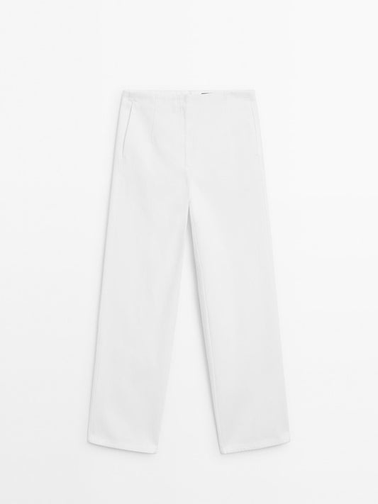 MASSIMO DUTTI PANTALON LARGE SANS TAILLE EN COTON