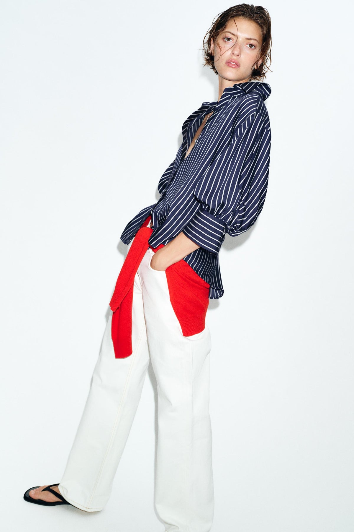 CHEMISE À RAYURES MANCHES BOUFFANTES