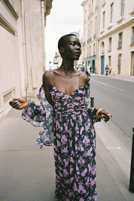 SEMI-SHEER FLORAL PRINT SHIRT