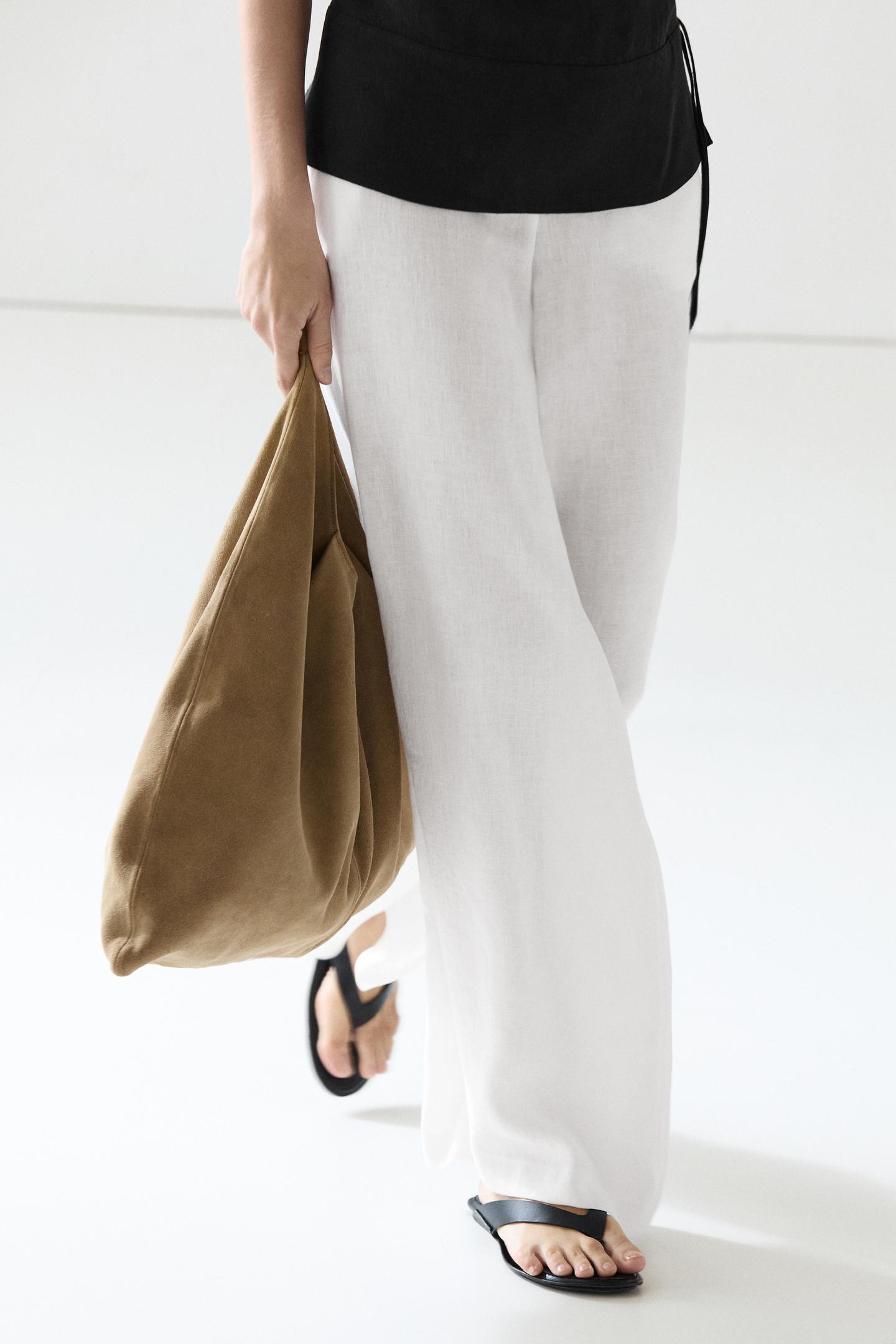 ENSEMBLE VESTE SANS MANCHES CROISÉE À NOUER | PANTALON FLUIDE 100% LIN