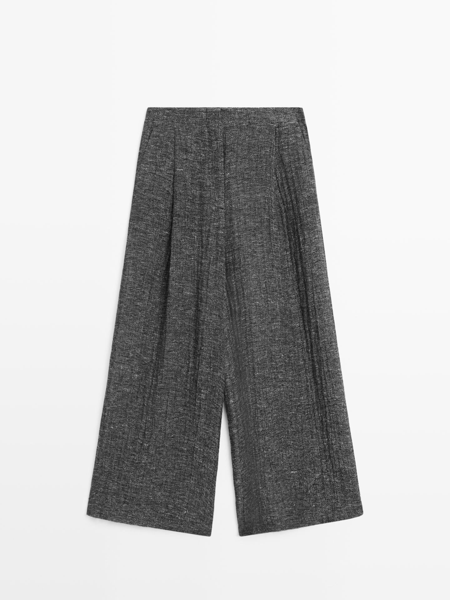 PANTALON À PINCES EN LIN MÉLANGÉ