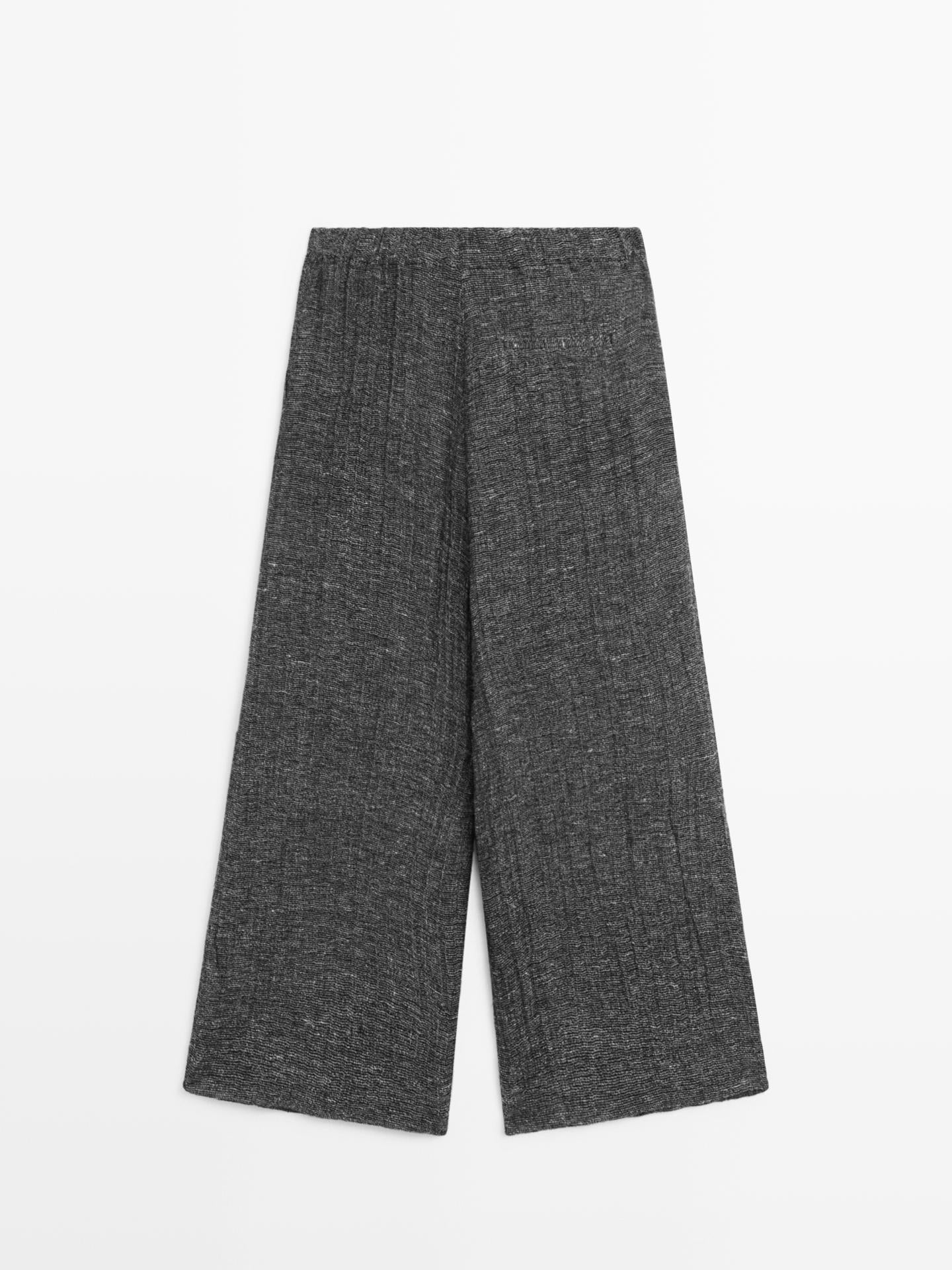 PANTALON À PINCES EN LIN MÉLANGÉ