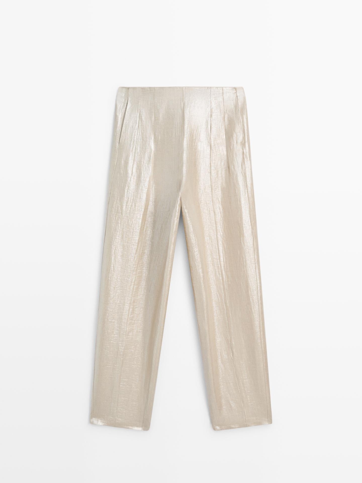 PANTALON FLUIDE EN LIN MÉTALLISÉ