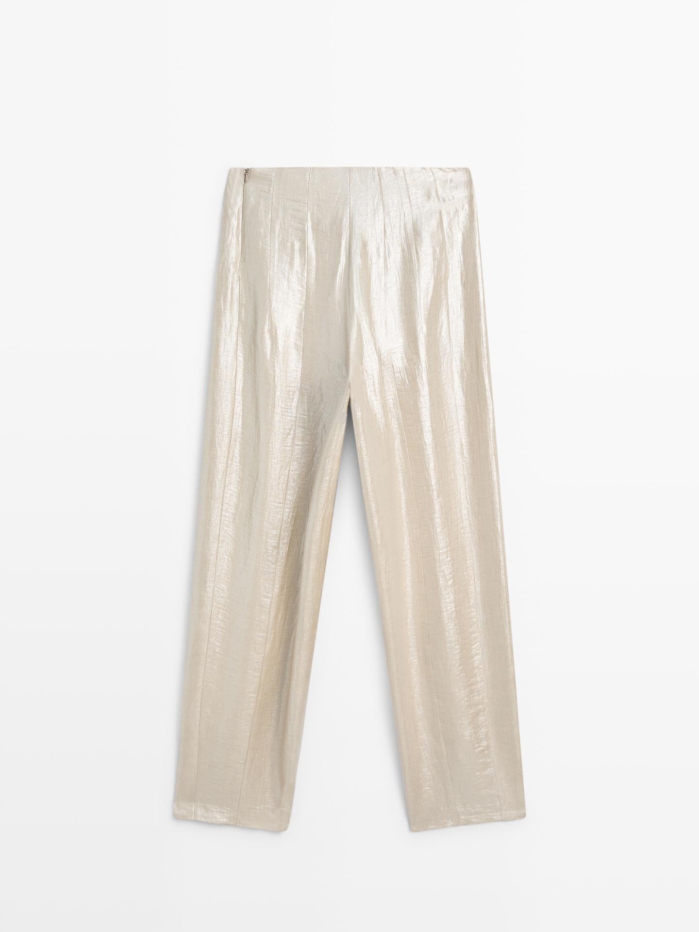 PANTALON FLUIDE EN LIN MÉTALLISÉ