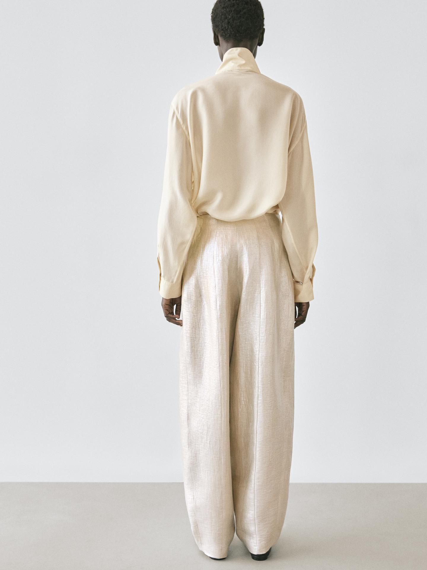 PANTALON FLUIDE EN LIN MÉTALLISÉ