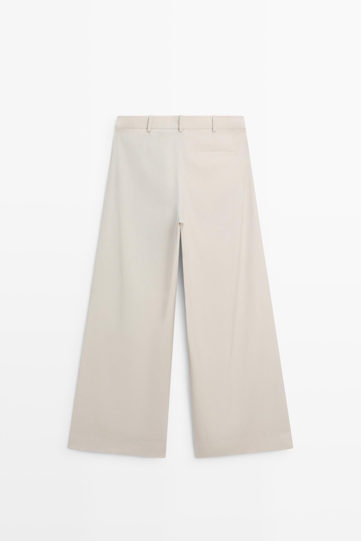 PANTALON EN LAINE MÉLANGÉE À PINCES ET BOUTONS