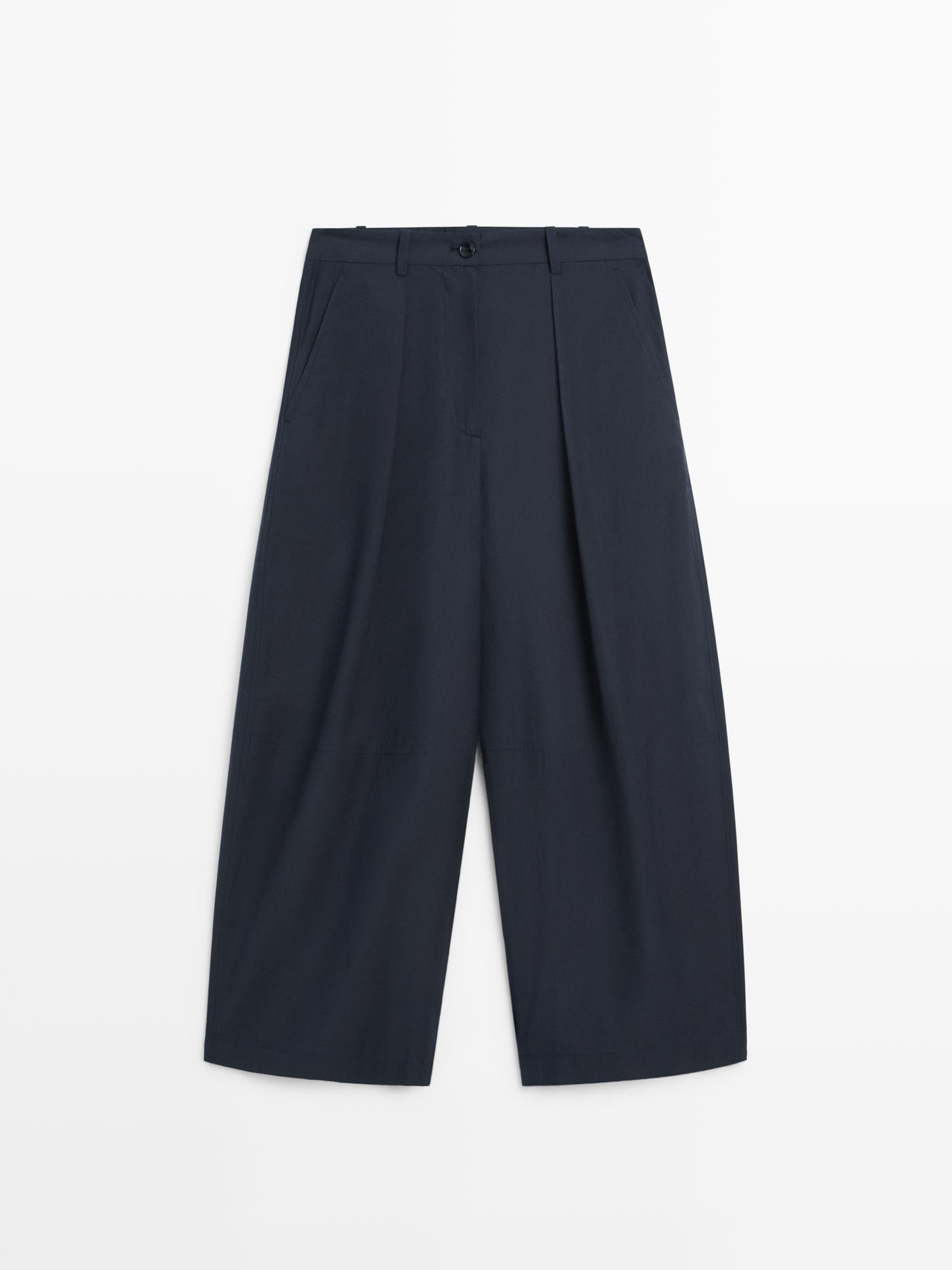 PANTALON LARGE EN COTON MÉLANGÉ
