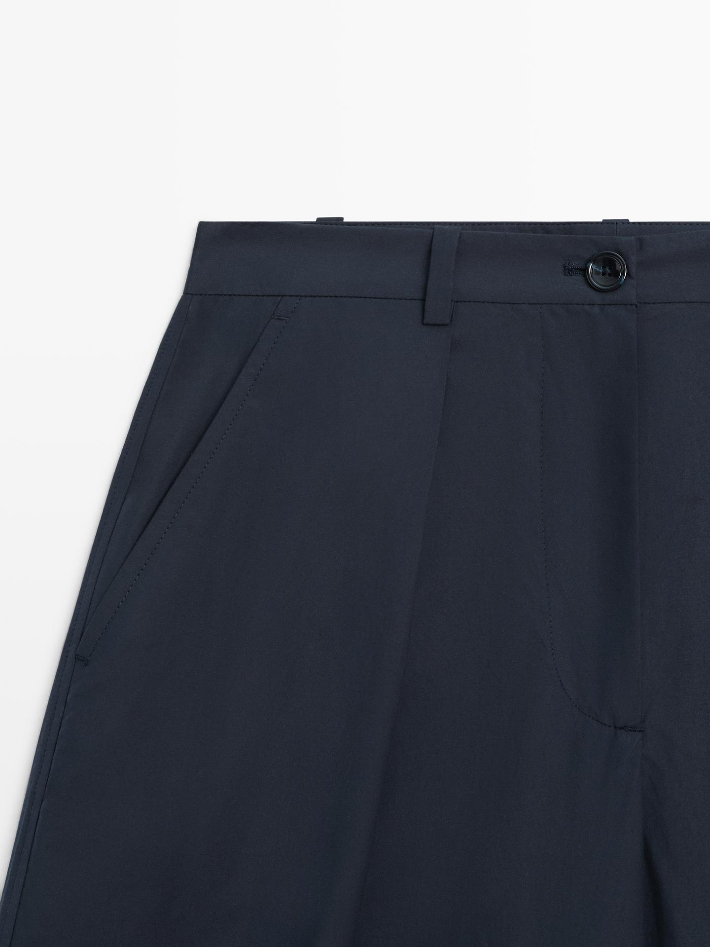 PANTALON LARGE EN COTON MÉLANGÉ