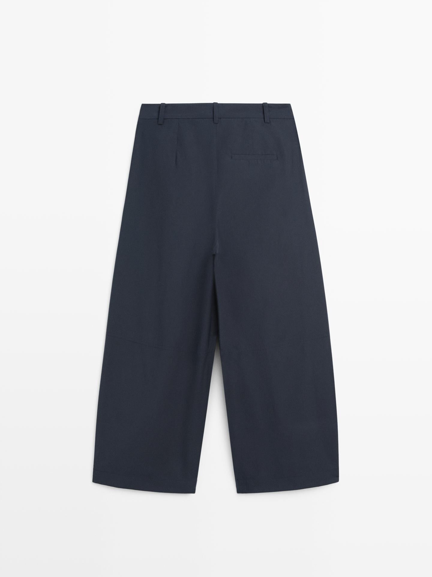 PANTALON LARGE EN COTON MÉLANGÉ