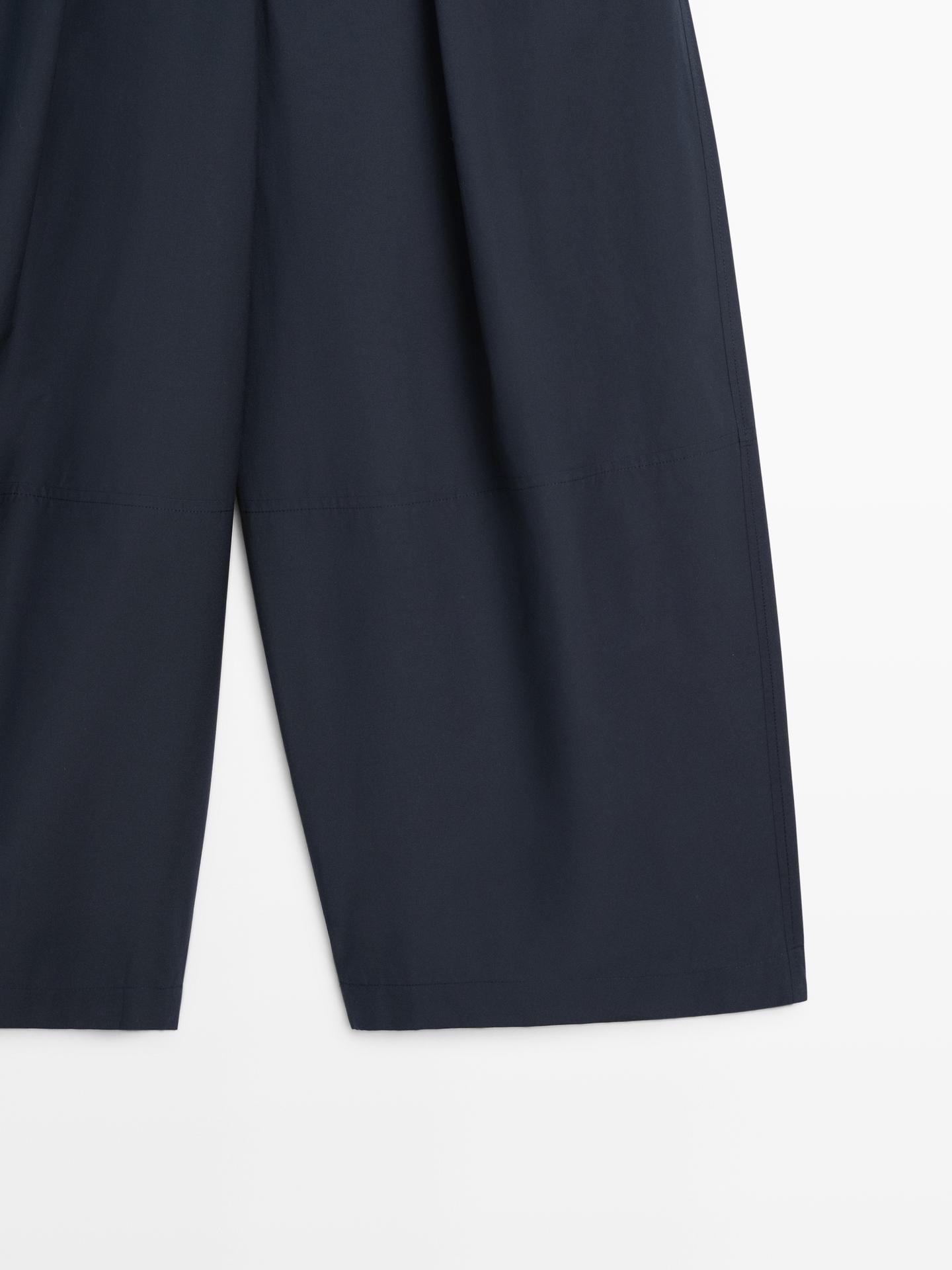 PANTALON LARGE EN COTON MÉLANGÉ
