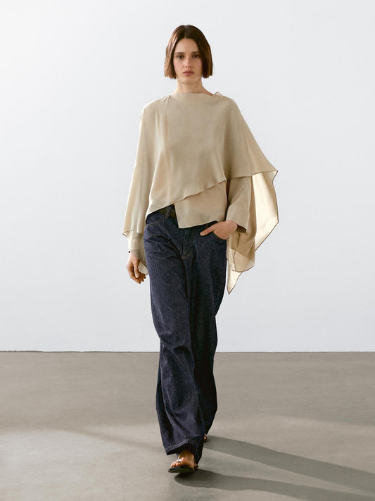 MASSIMO DUTTI CAPE FLUIDE FINITION SATINÉE