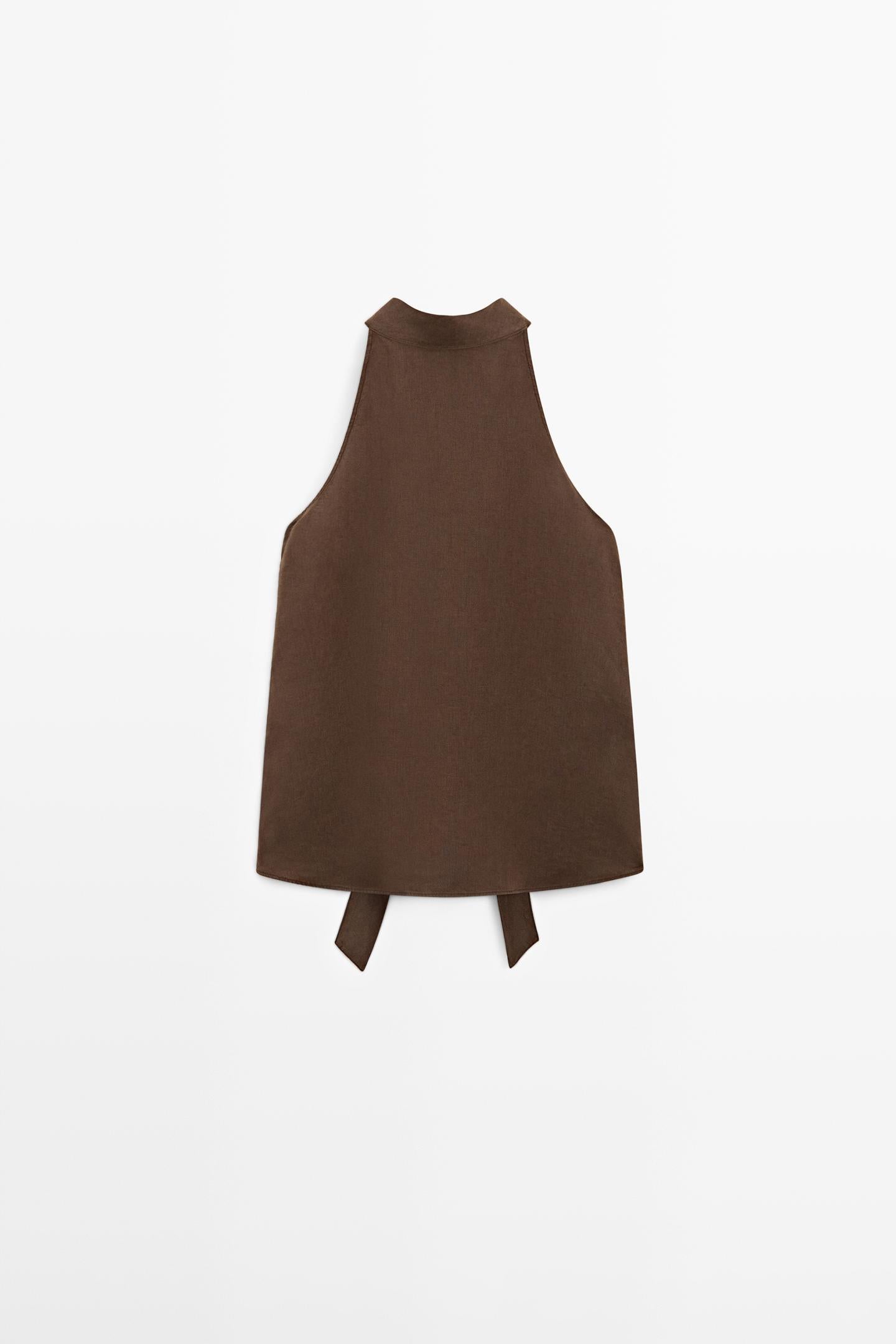 TOP FLUIDE À ENCOLURE AMÉRICAINE 100 % LIN