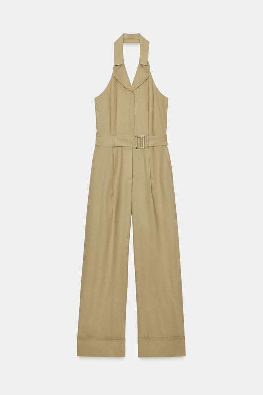 LONG LINEN BLEND JUMPSUIT