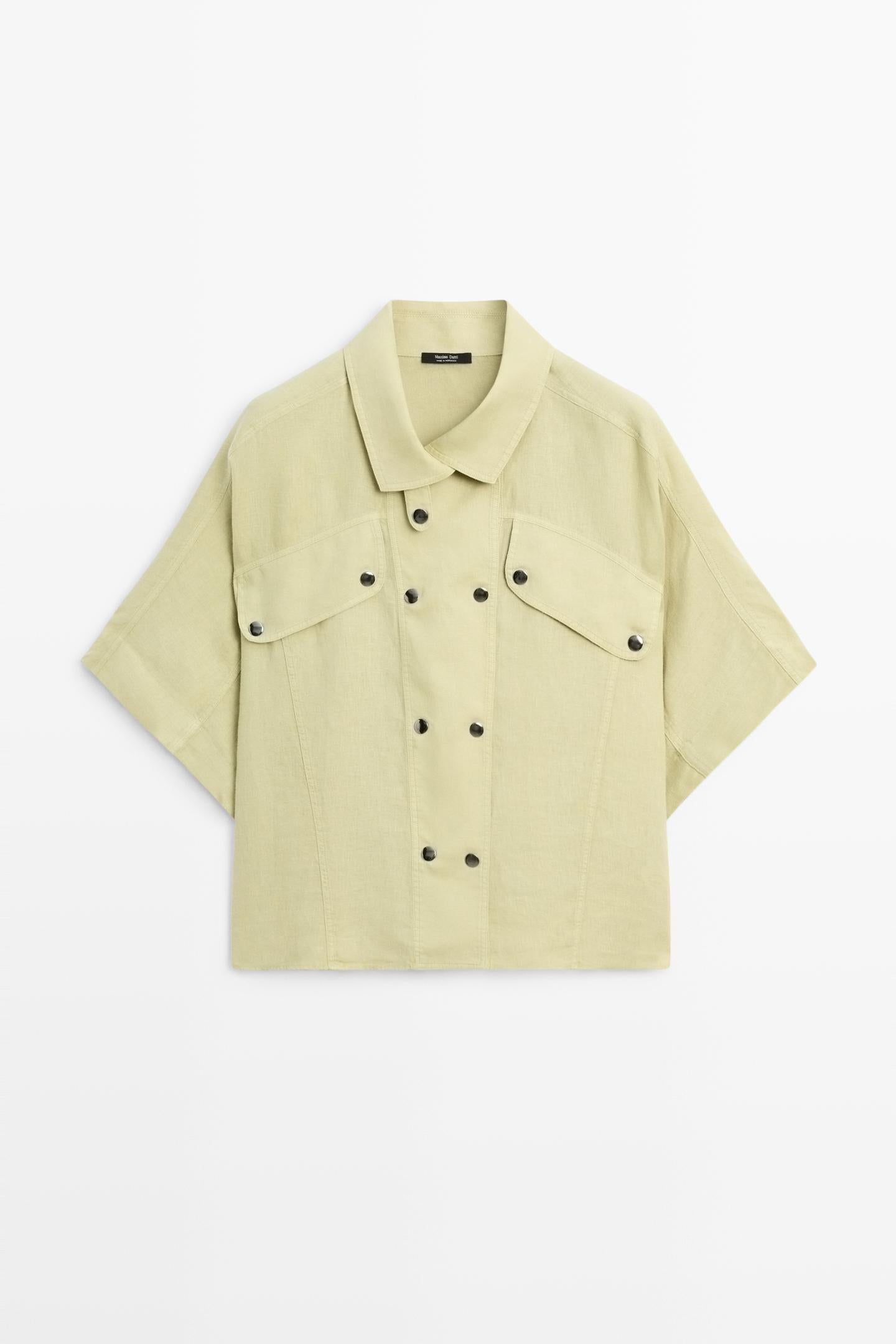CHEMISE MANCHES COURTES LIN À BOUTONS-PRESSION