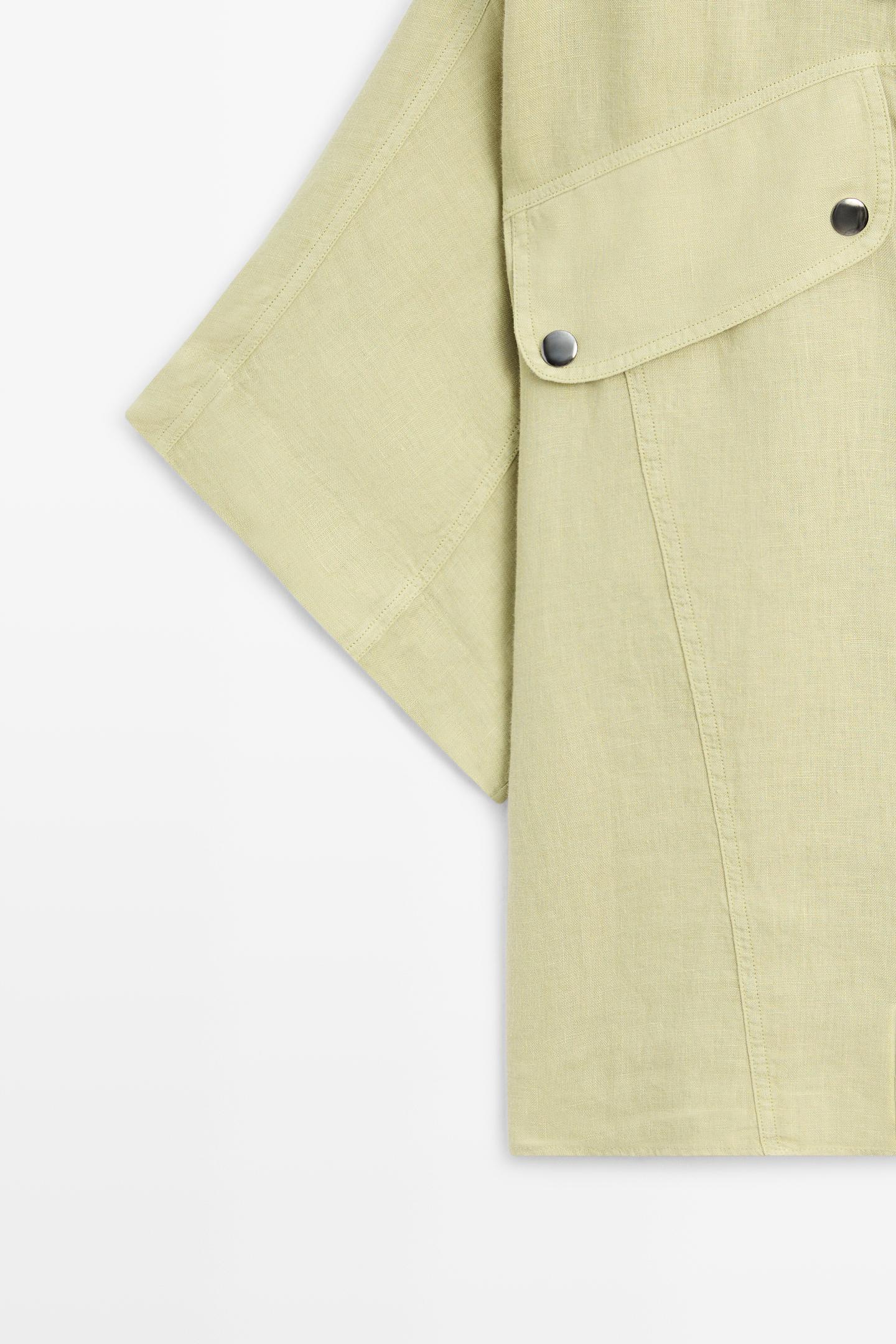 CHEMISE MANCHES COURTES LIN À BOUTONS-PRESSION