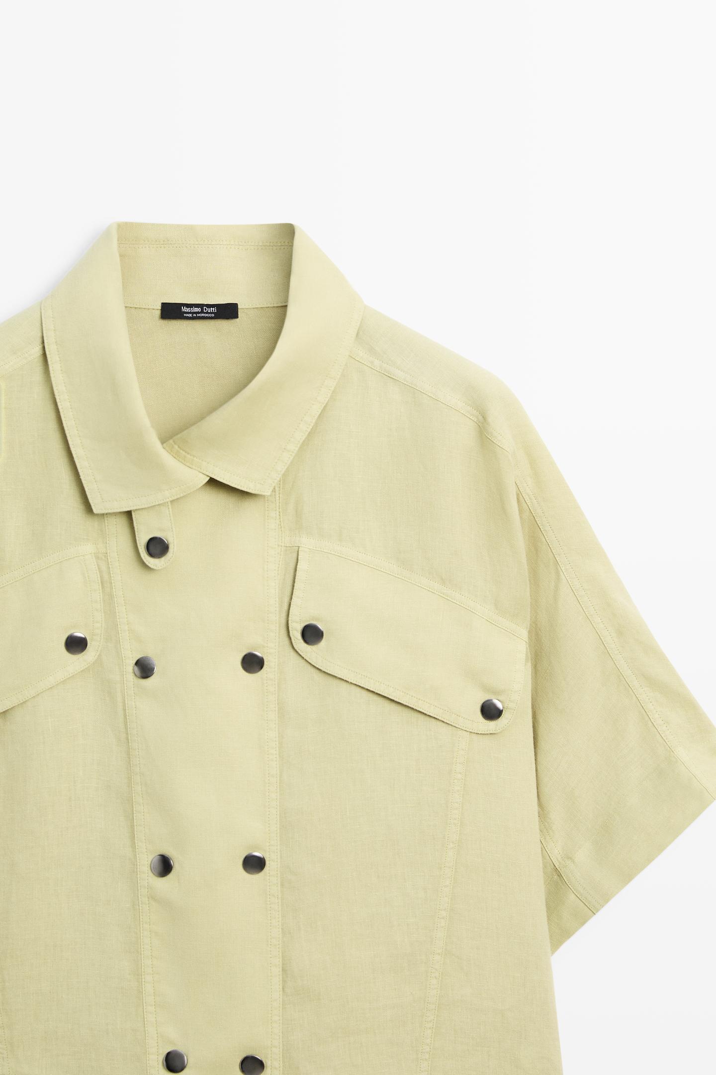 CHEMISE MANCHES COURTES LIN À BOUTONS-PRESSION