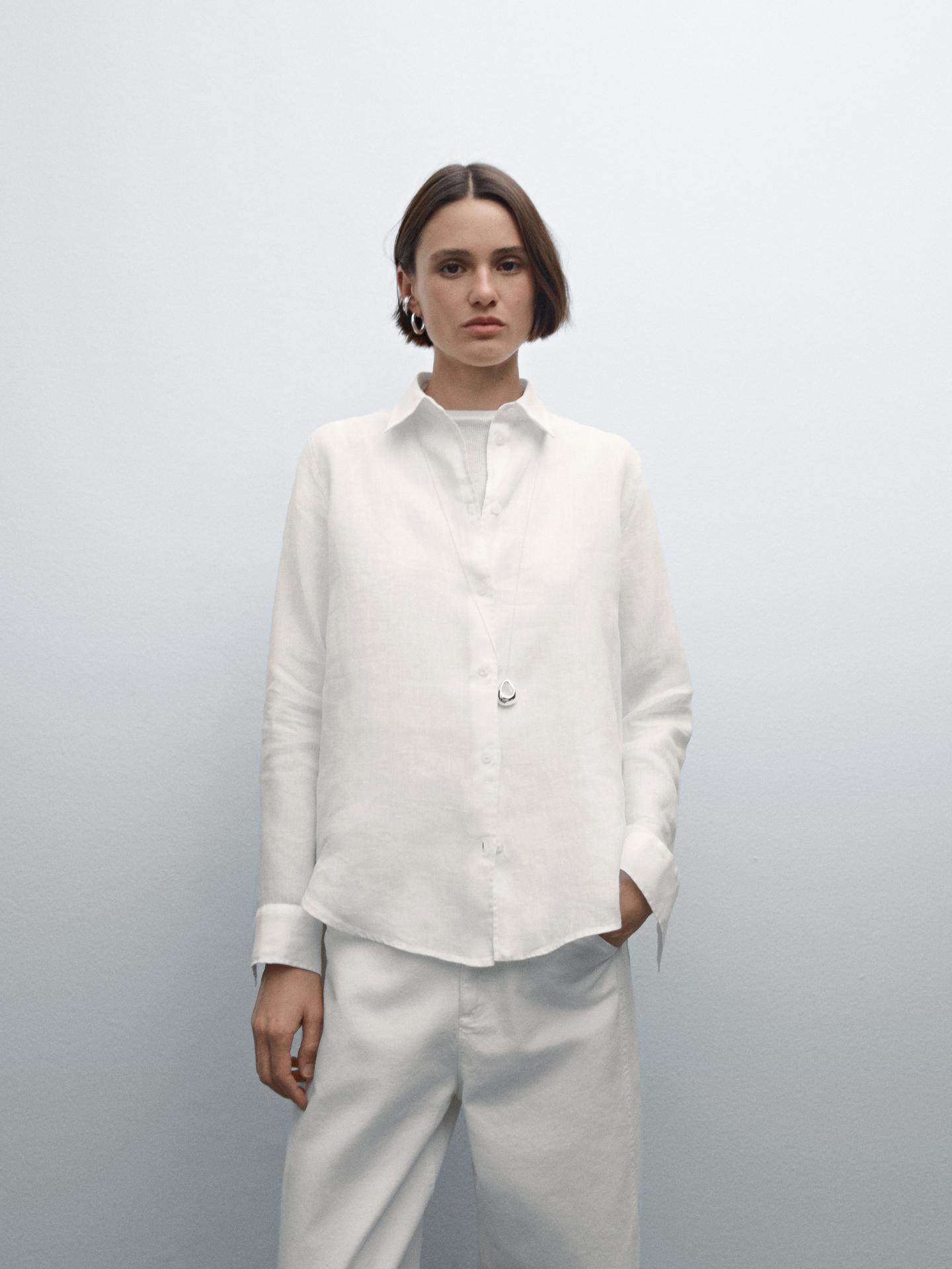 MASSIMO DUTTI CHEMISIER FLUIDE 100 % LIN