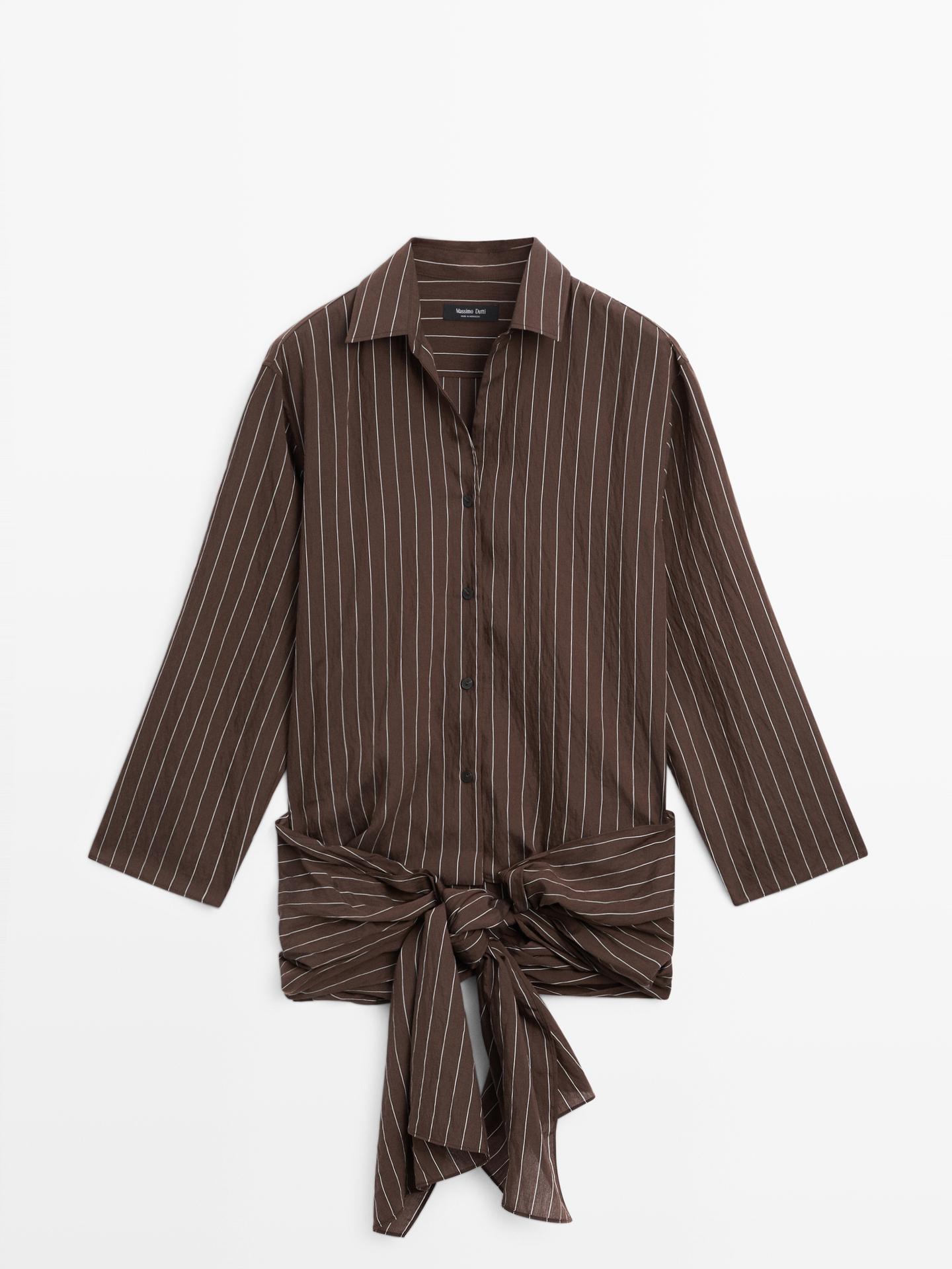 STRIPED SHIRT WITH HANDKERCHIEF DETAIL