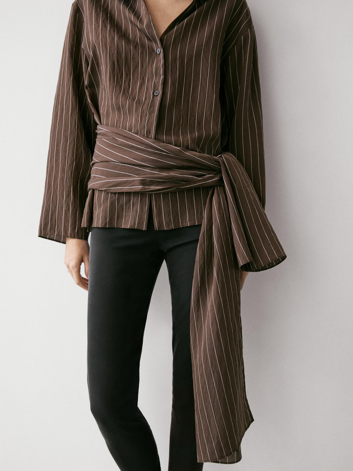 STRIPED SHIRT WITH HANDKERCHIEF DETAIL