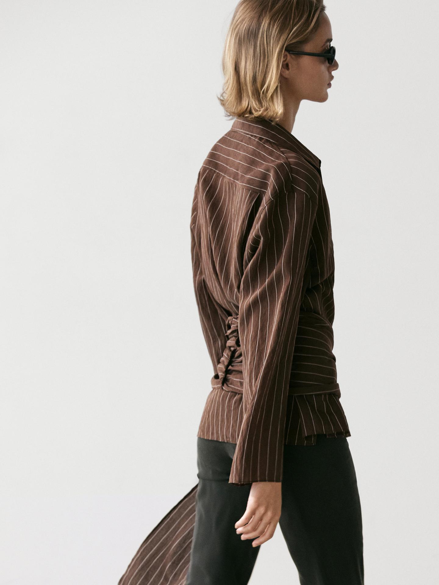 STRIPED SHIRT WITH HANDKERCHIEF DETAIL