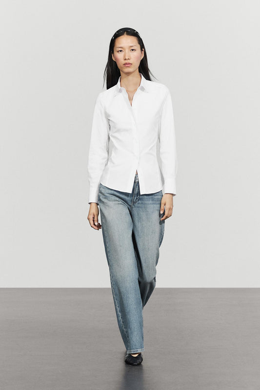 CHEMISE EN POPELINE DE COTON MÉLANGÉ