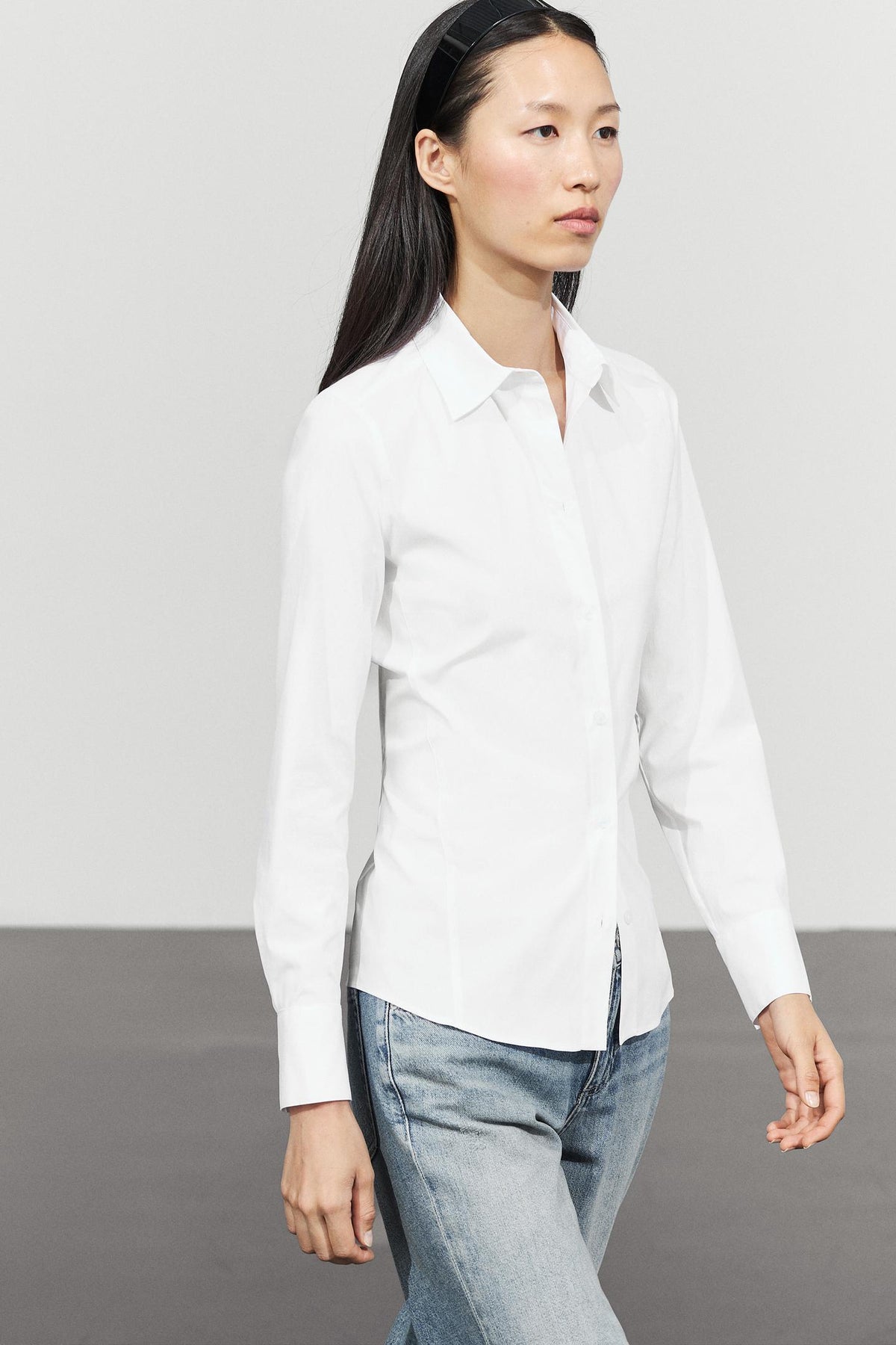 CHEMISE EN POPELINE DE COTON MÉLANGÉ