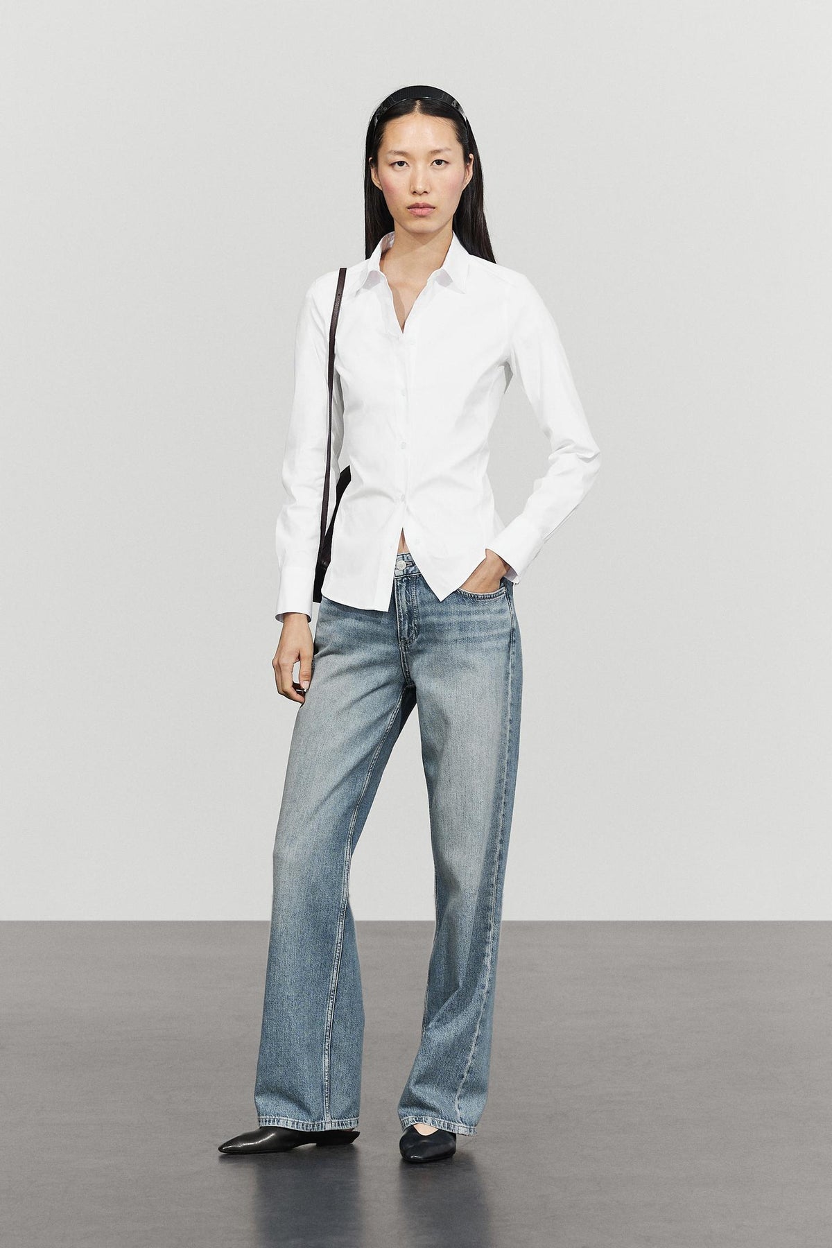 CHEMISE EN POPELINE DE COTON MÉLANGÉ