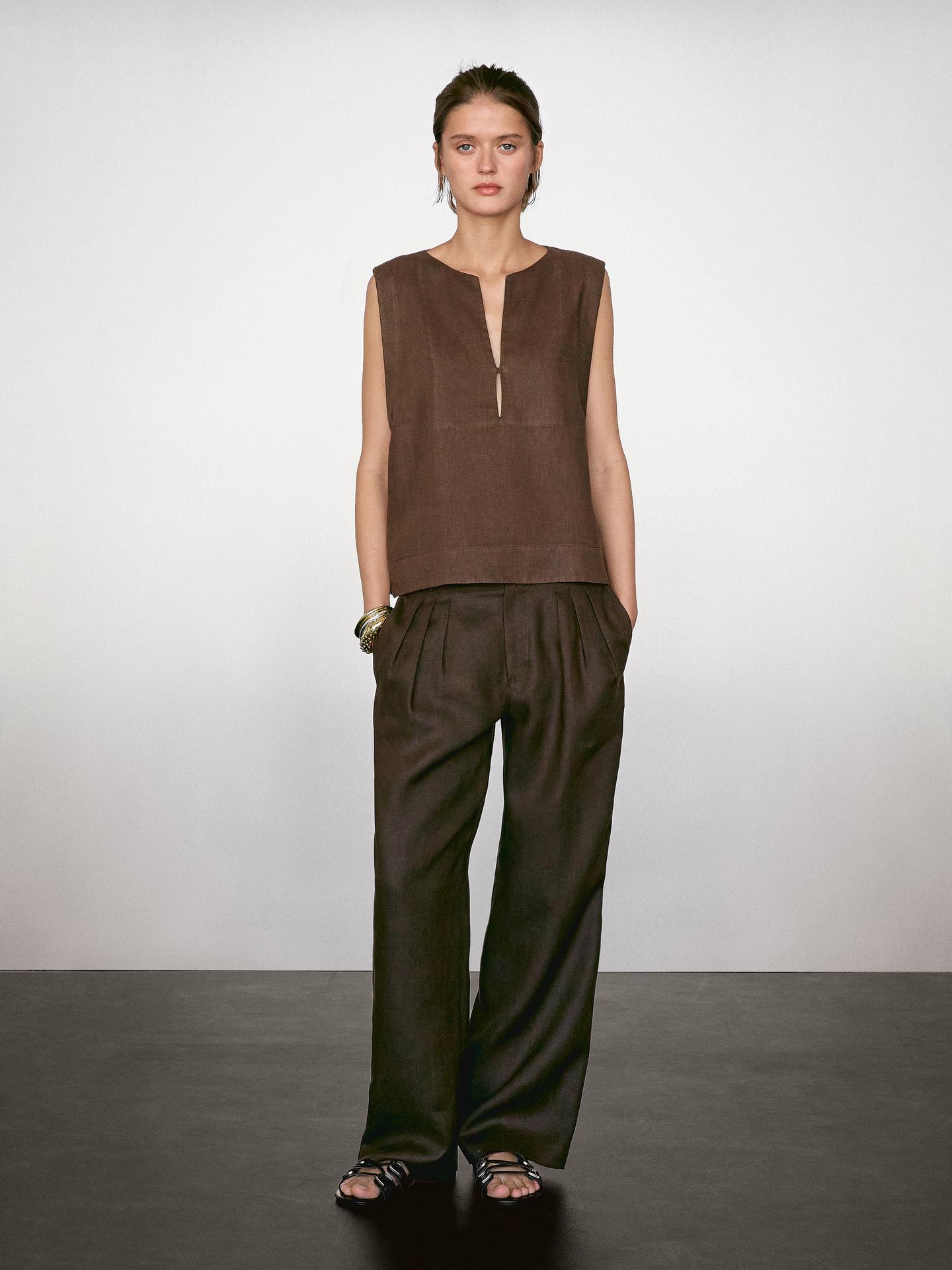 MASSIMO DUTTI BLOUSE 100 % LIN