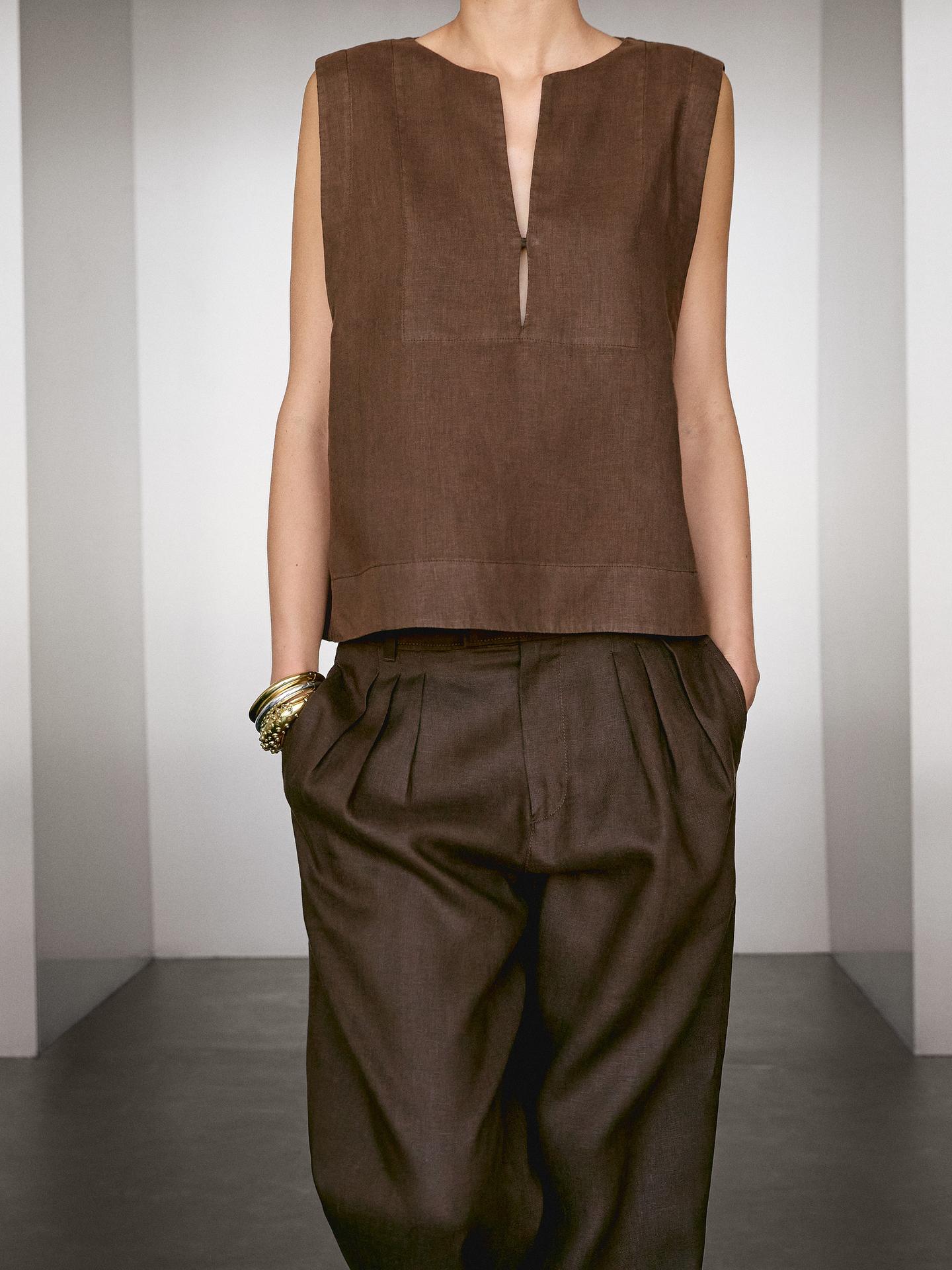 MASSIMO DUTTI BLOUSE 100 % LIN
