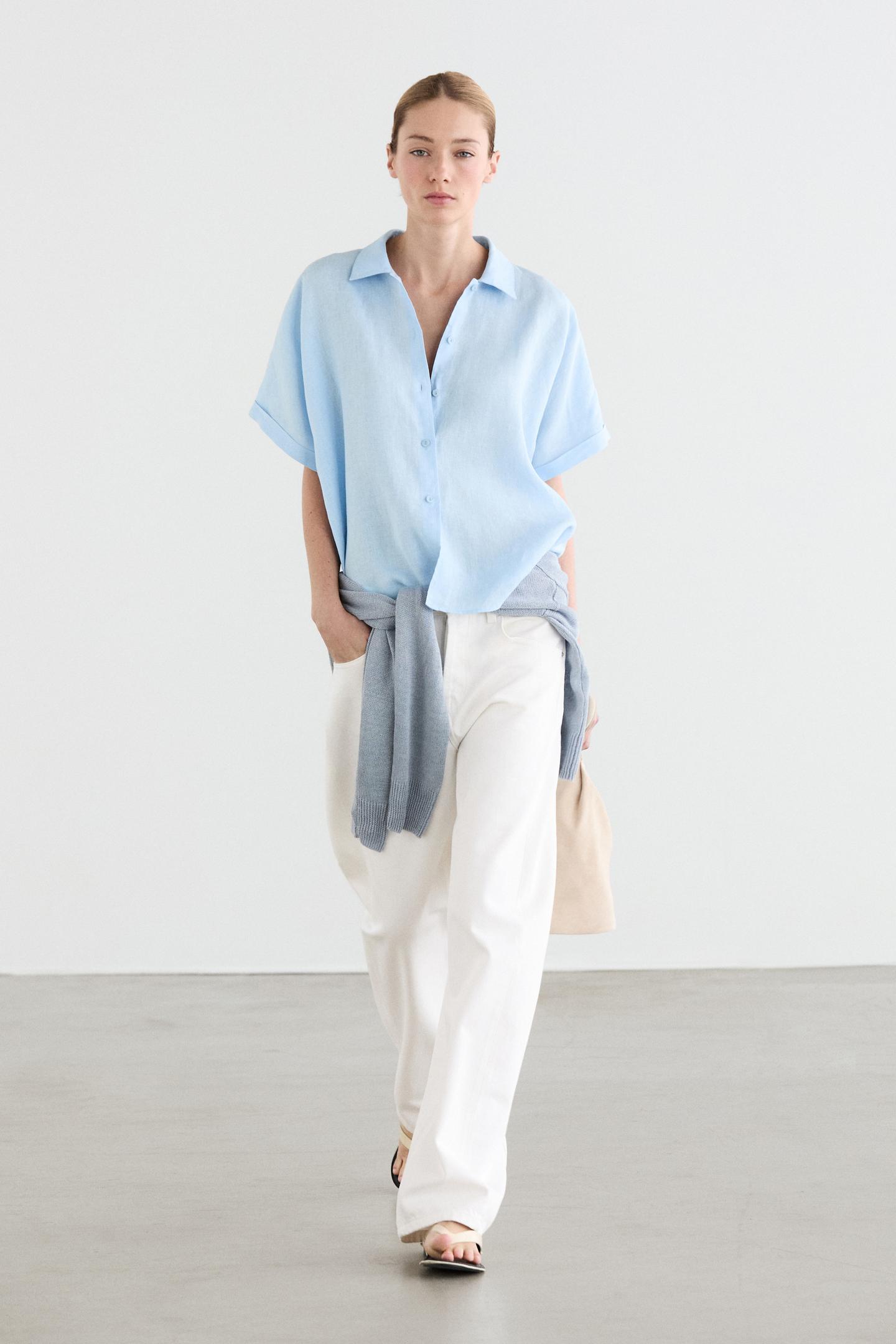 CHEMISE MANCHES COURTES 100 % LIN