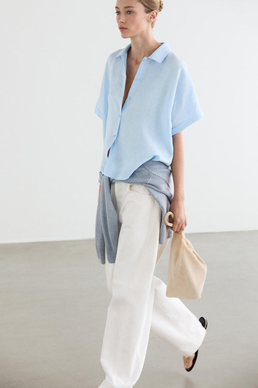 CHEMISE MANCHES COURTES 100 % LIN