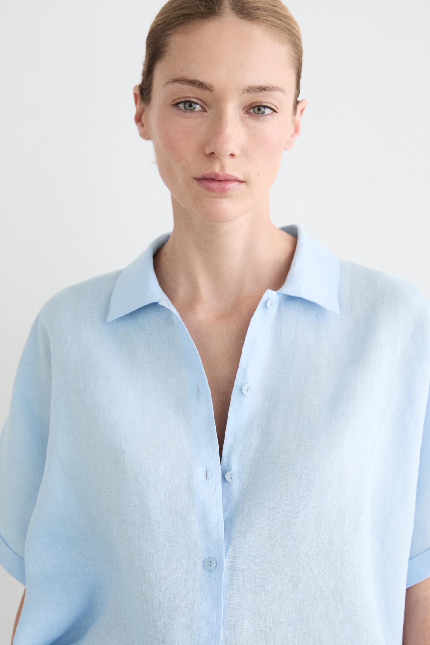 CHEMISE MANCHES COURTES 100 % LIN