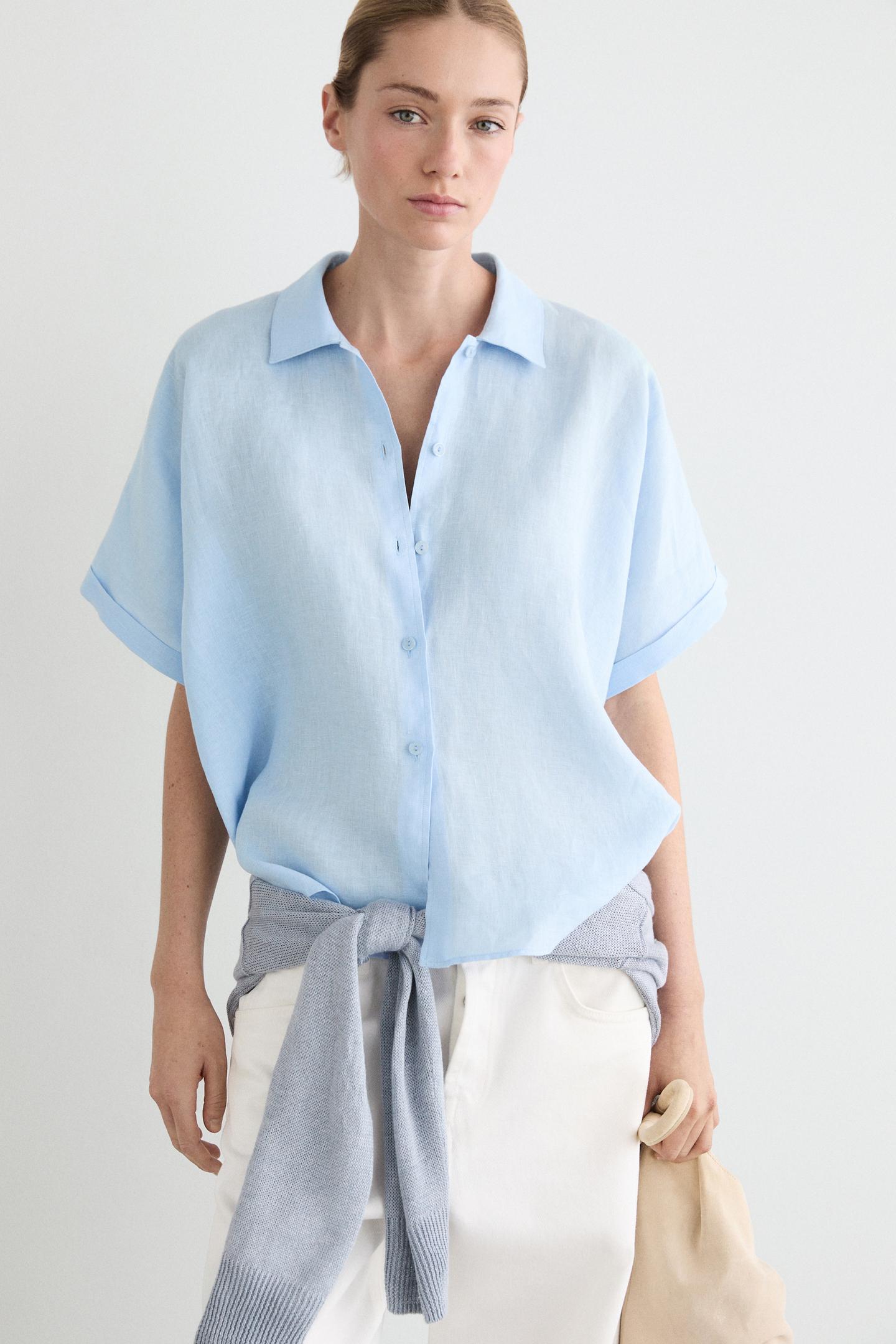 CHEMISE MANCHES COURTES 100 % LIN
