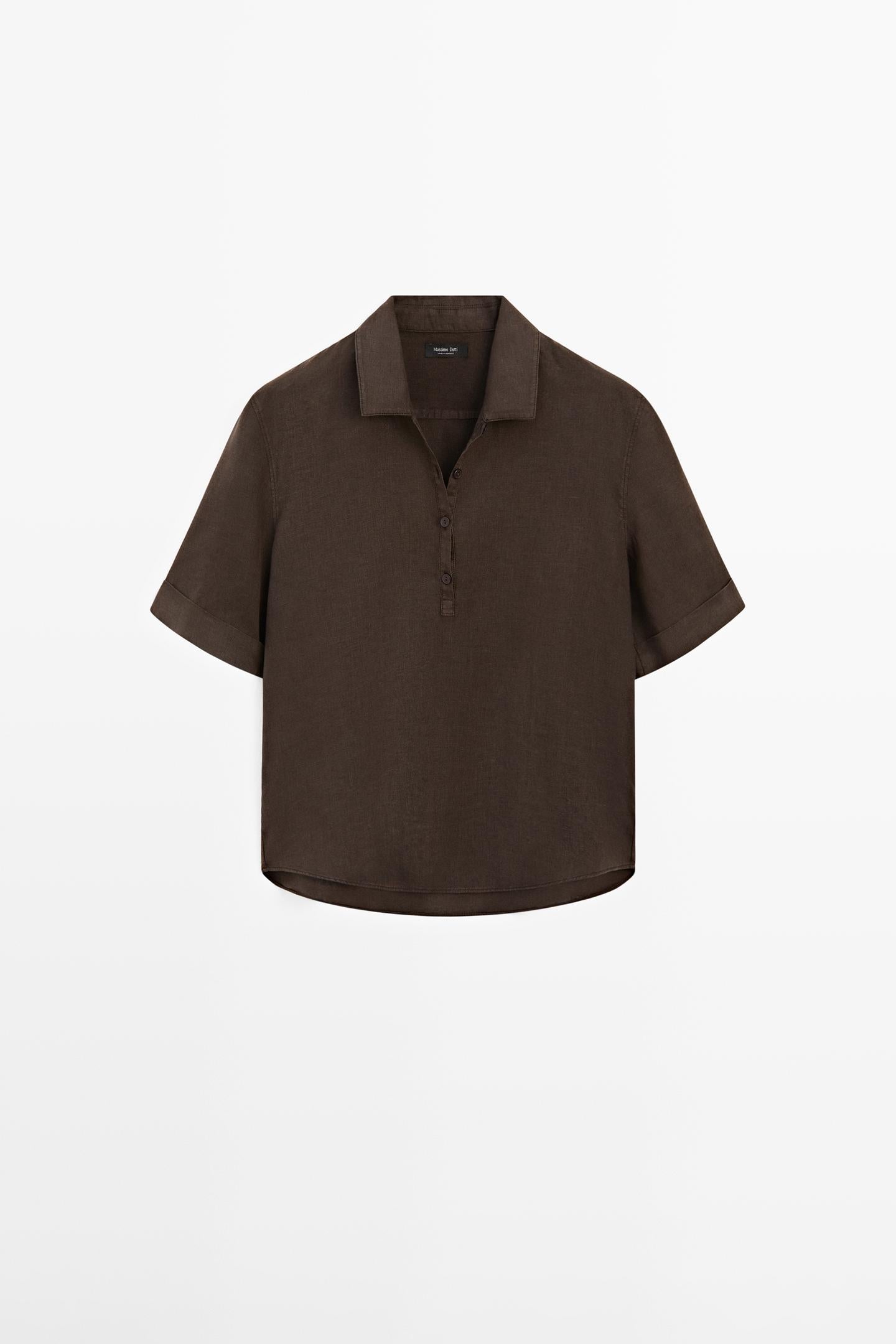 BLOUSE COL POLO LIN