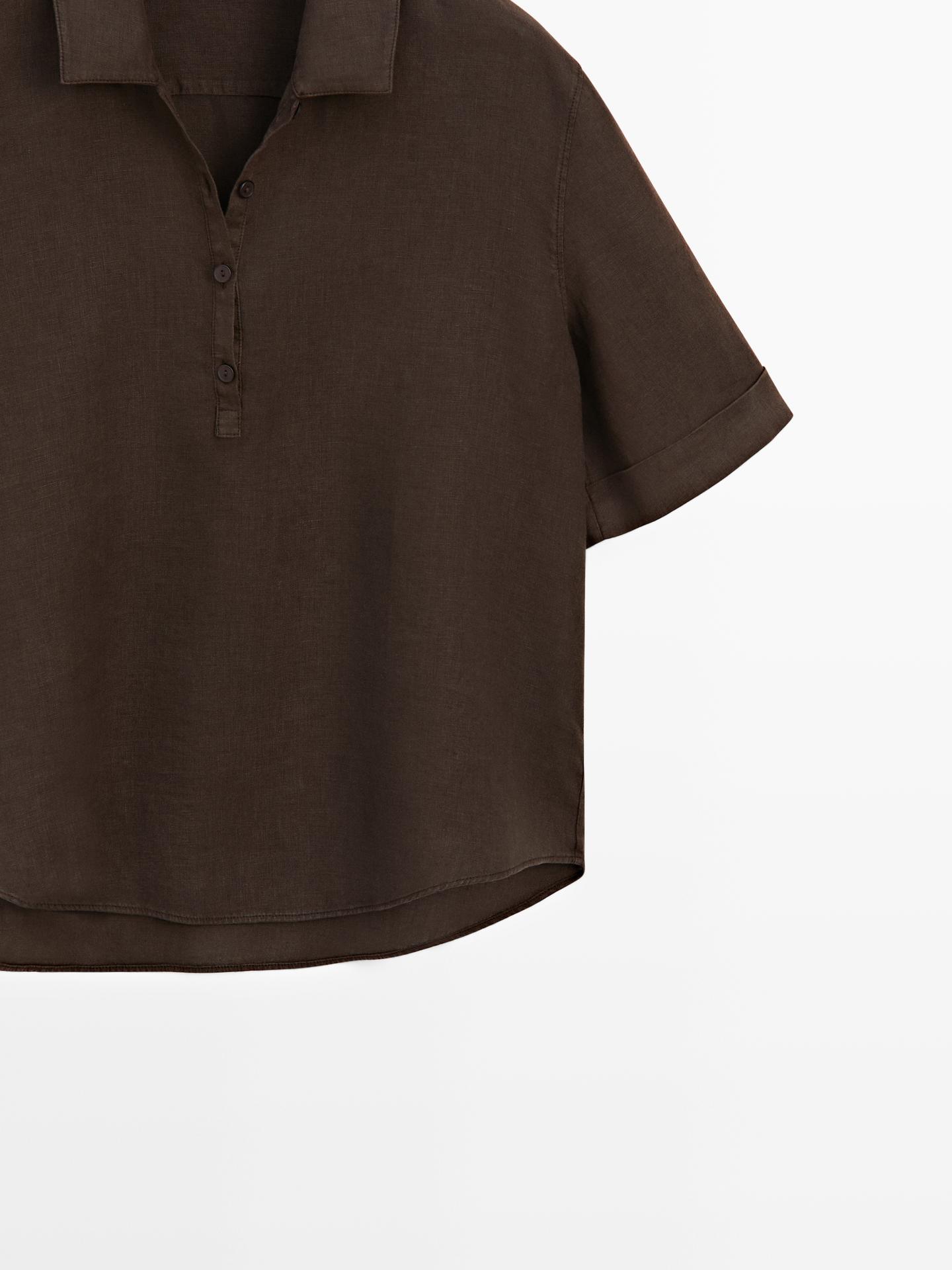 BLOUSE COL POLO LIN