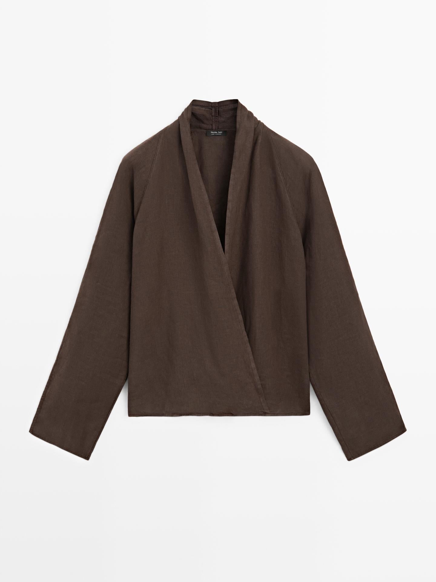 BLOUSE FLUIDE CROISÉE LIN
