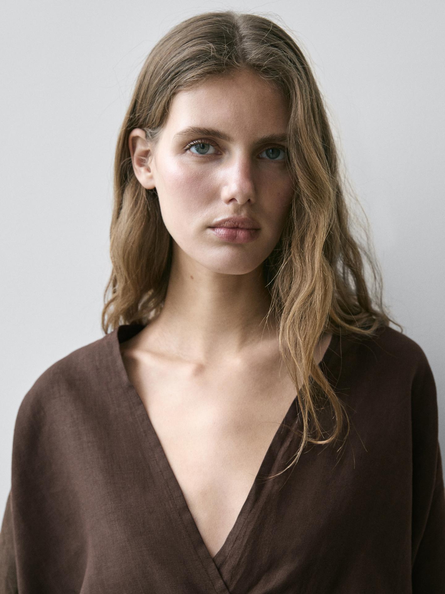BLOUSE FLUIDE CROISÉE LIN
