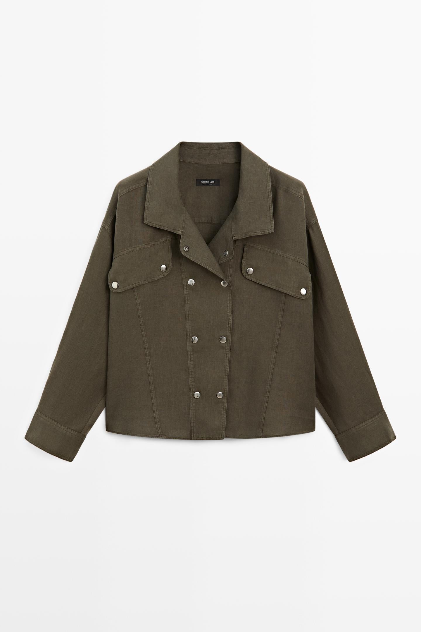CHEMISE À BOUTONS-PRESSION 100 % LIN