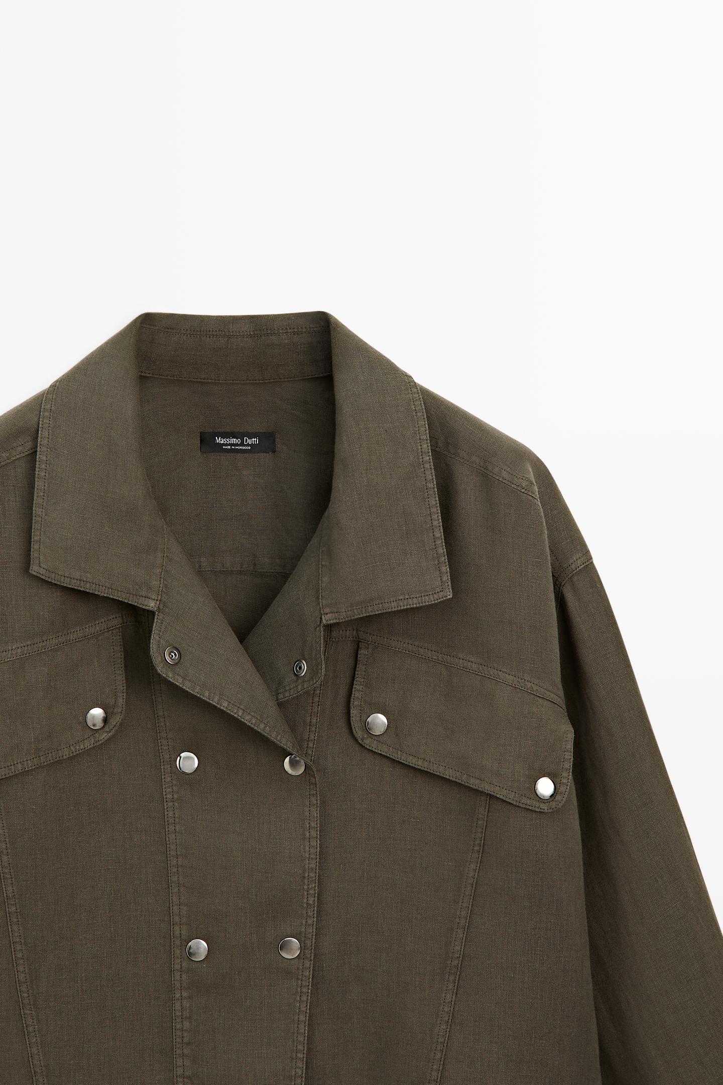 CHEMISE À BOUTONS-PRESSION 100 % LIN