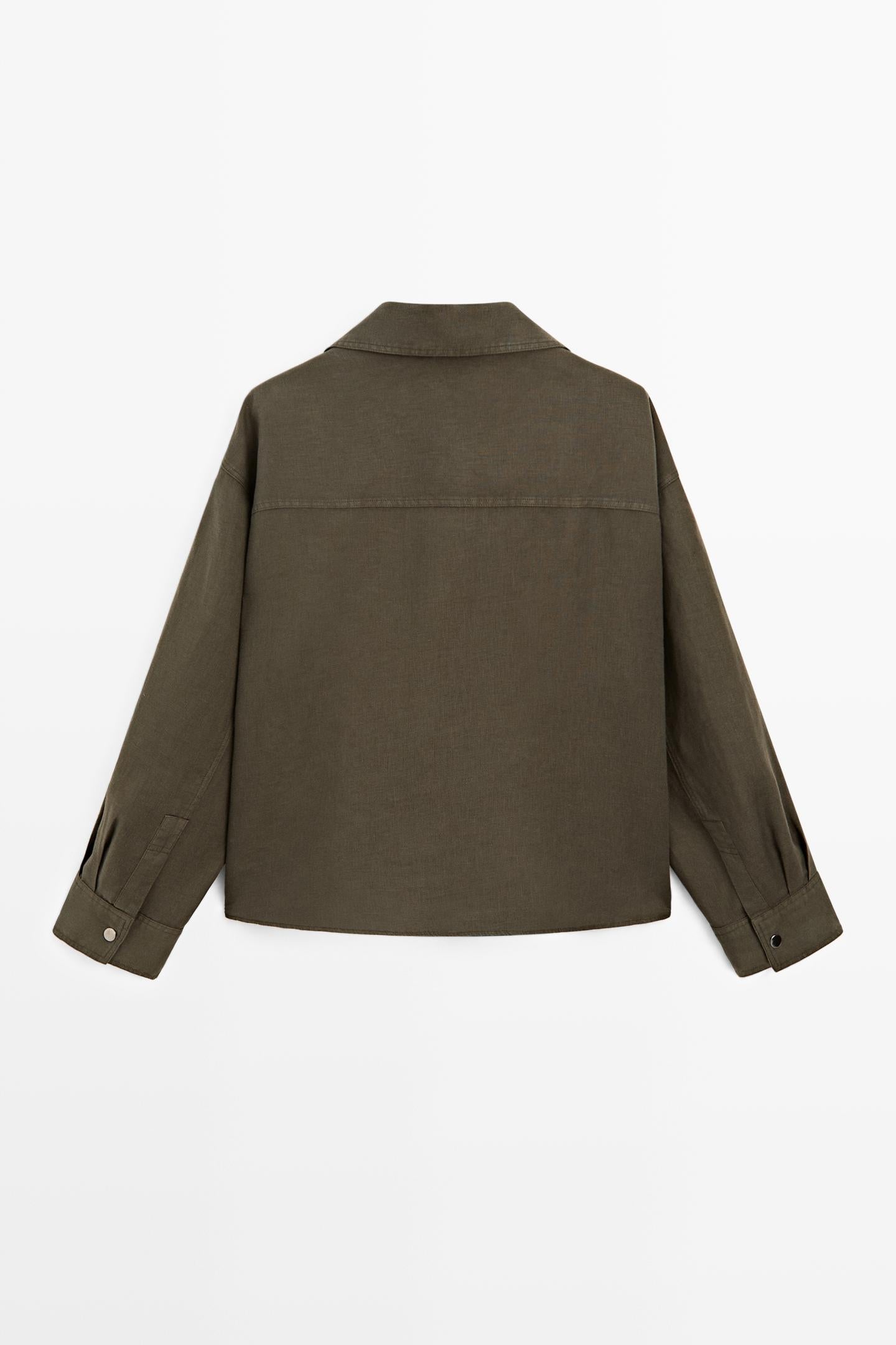 CHEMISE À BOUTONS-PRESSION 100 % LIN
