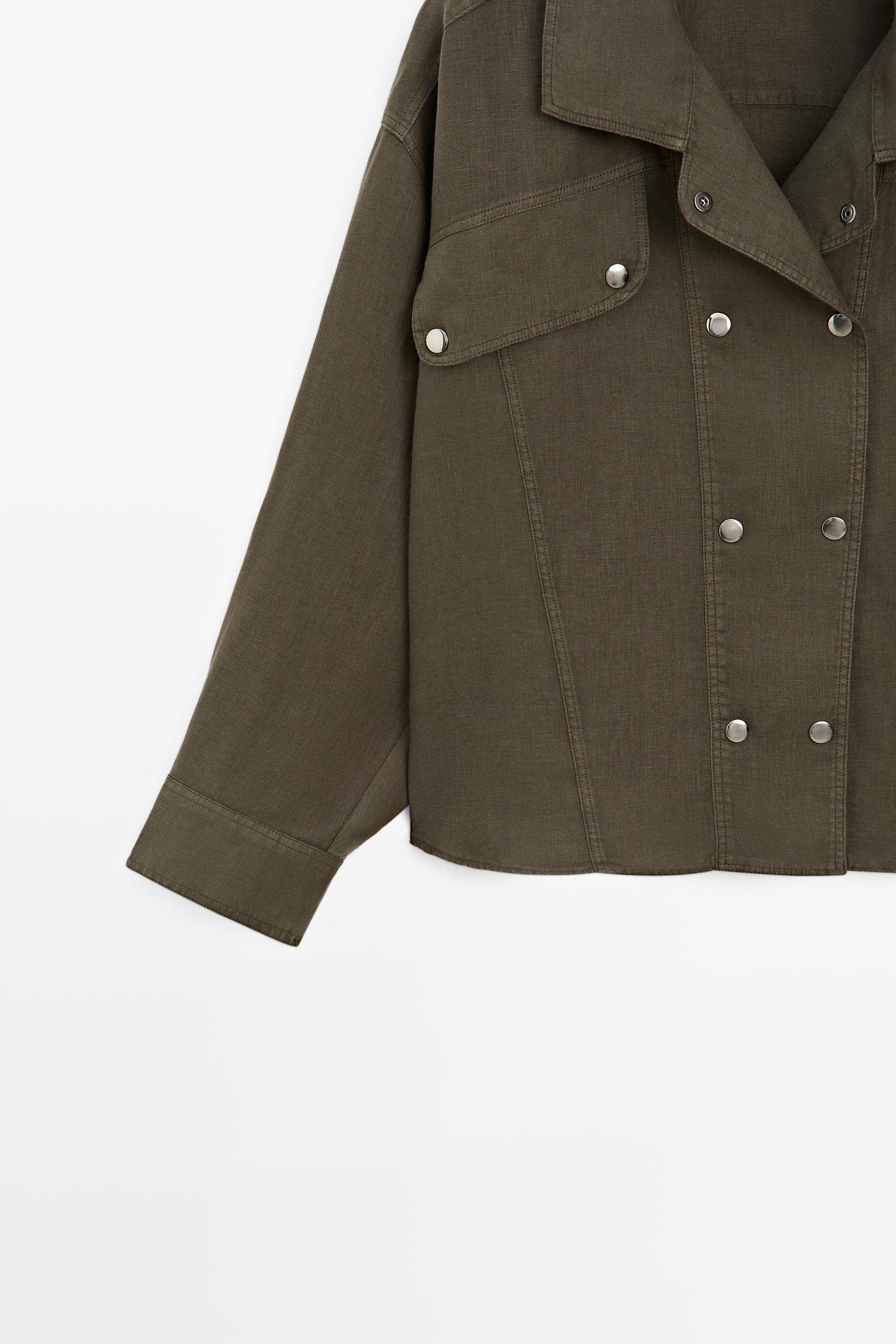 CHEMISE À BOUTONS-PRESSION 100 % LIN