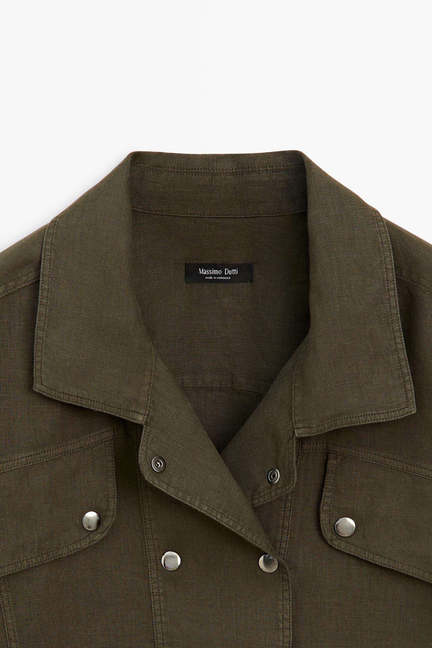 CHEMISE À BOUTONS-PRESSION 100 % LIN