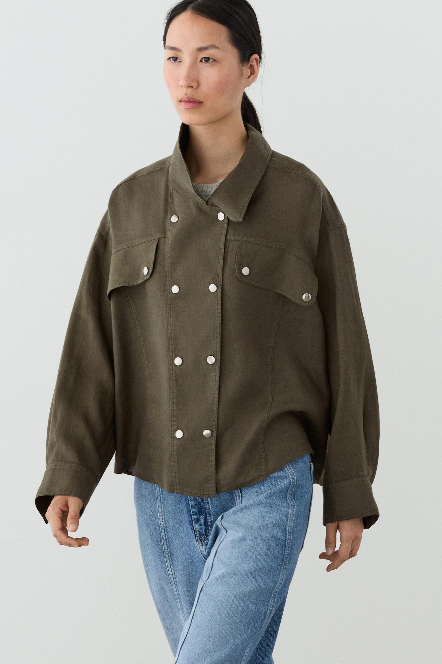CHEMISE À BOUTONS-PRESSION 100 % LIN