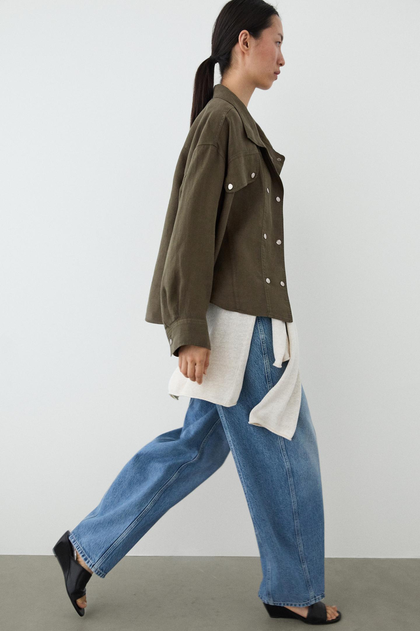 CHEMISE À BOUTONS-PRESSION 100 % LIN