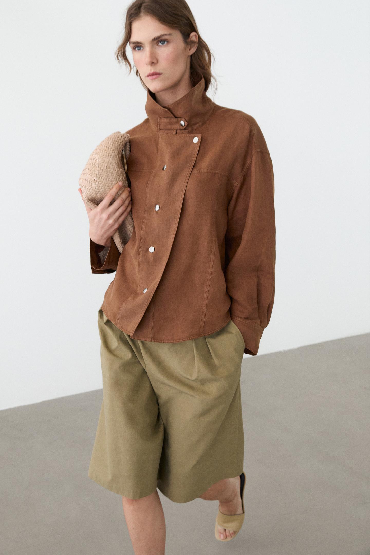 CHEMISE LIN 100 % BOUTONS-PRESSION