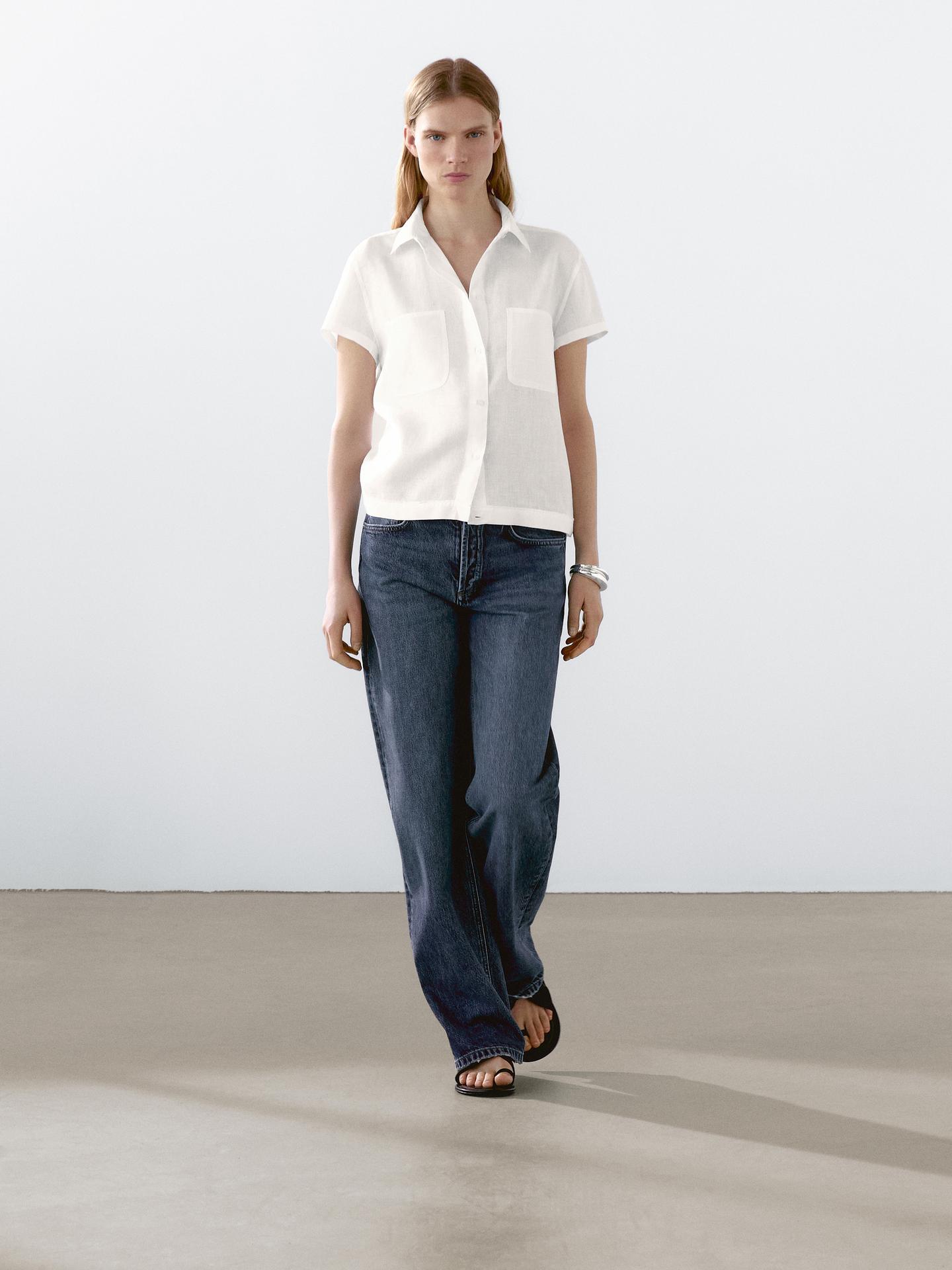 MASSIMO DUTTI CHEMISIER  MANCHES COURTES 100 % LIN