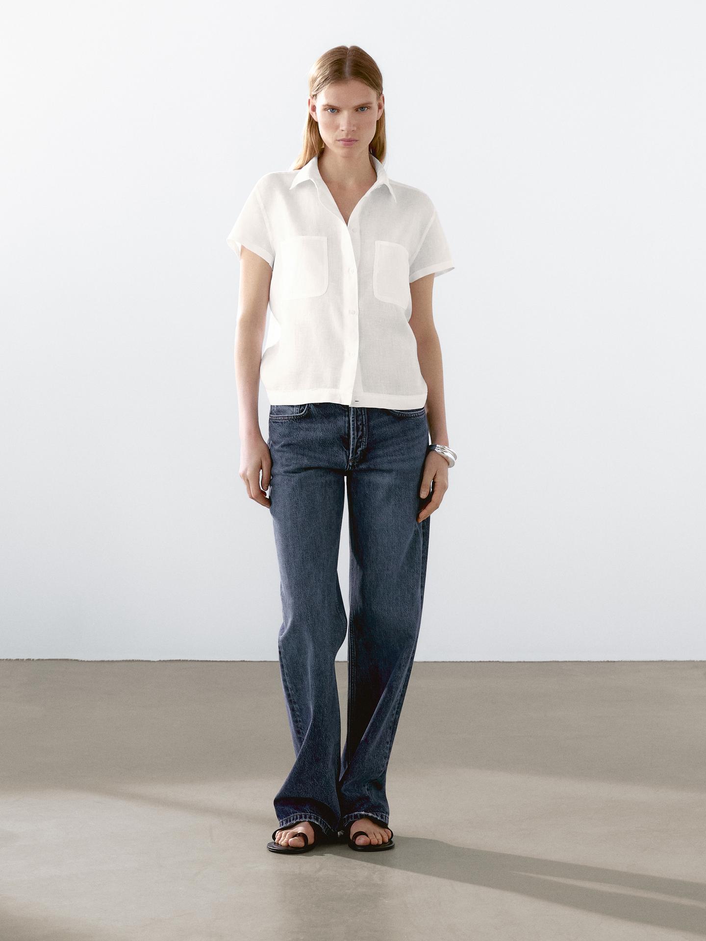 MASSIMO DUTTI CHEMISIER  MANCHES COURTES 100 % LIN