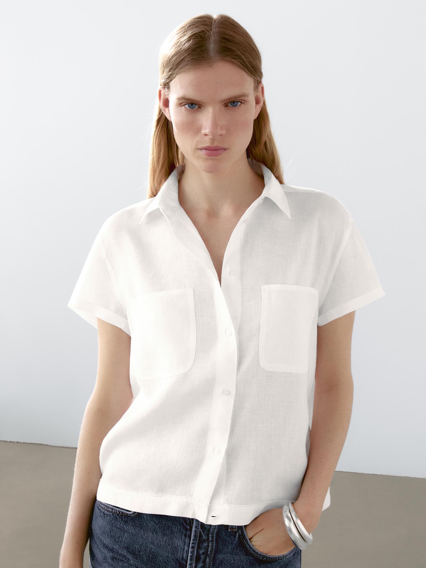 MASSIMO DUTTI CHEMISIER  MANCHES COURTES 100 % LIN