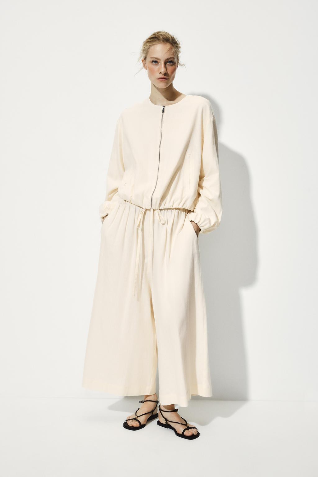 LINEN BLEND BOMBER JACKET