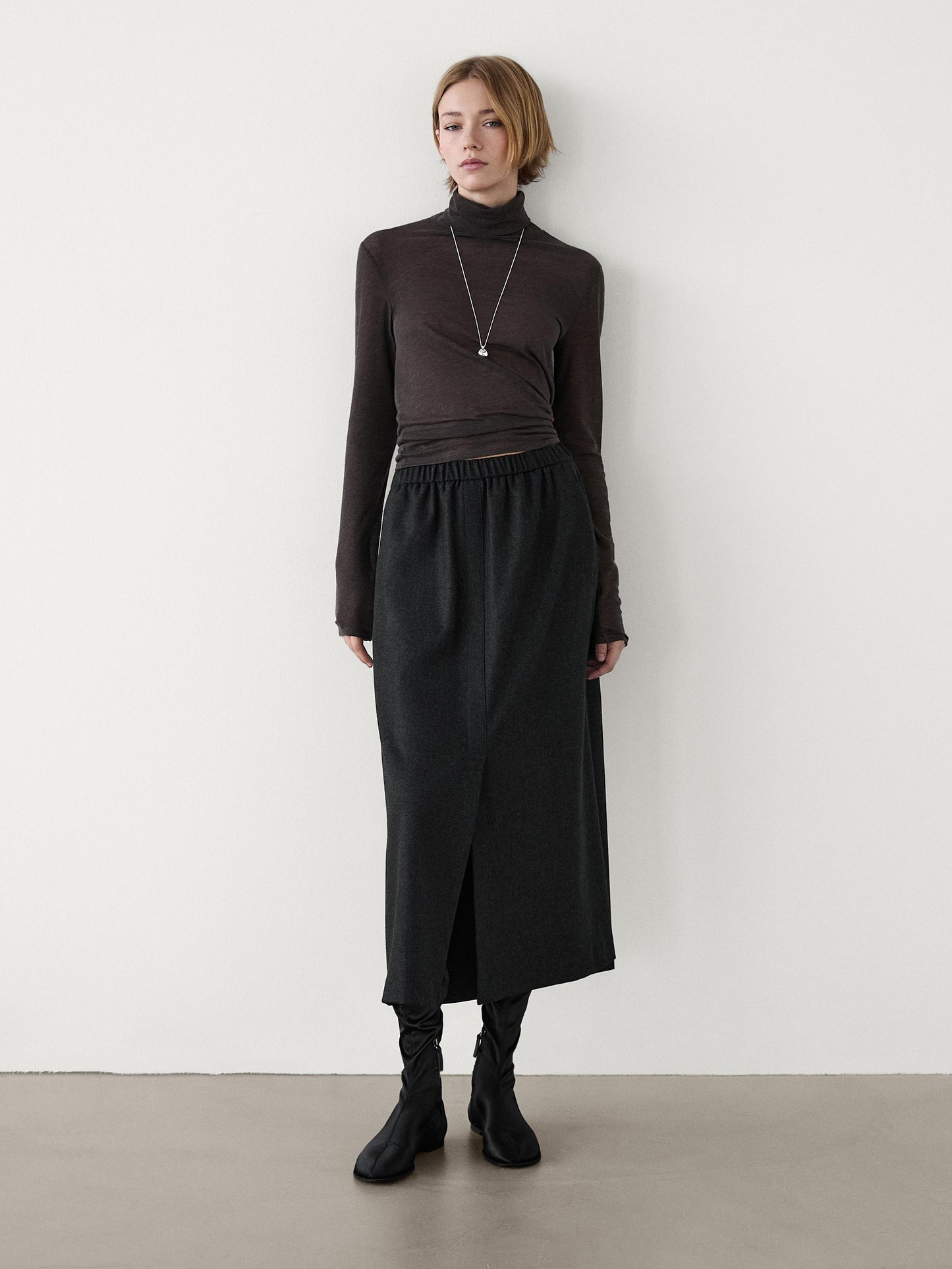 JUPE MIDI EN FLANELLE